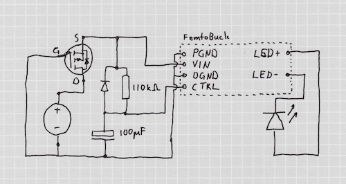 The electric schematic for the LED lamp.
